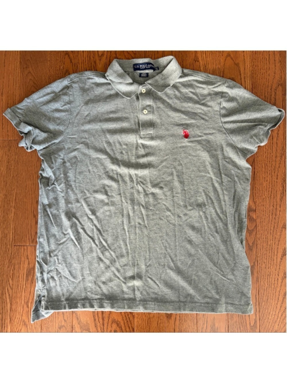Men's U.S. Polo Assn. Gray Red Polo Shirt XL